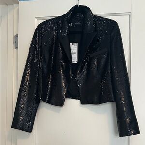 Zara Black Sequin Blazer